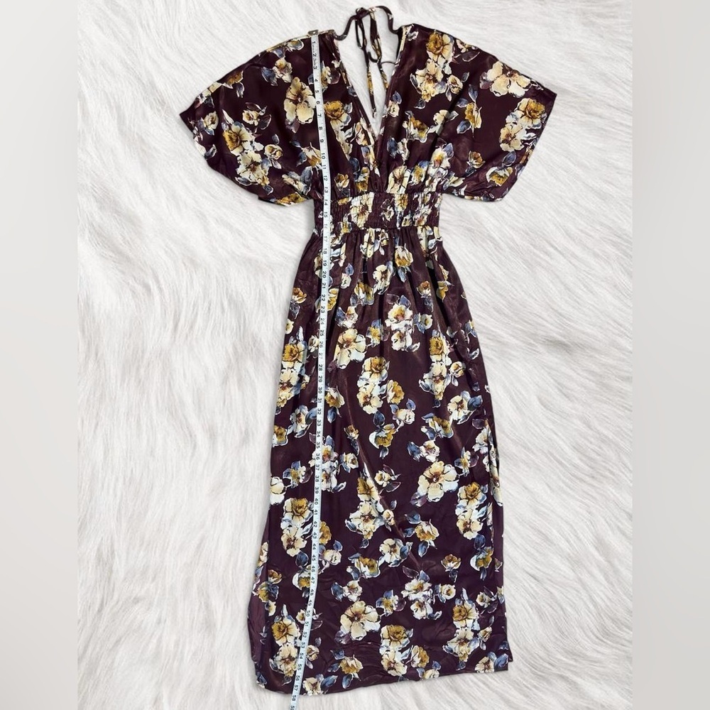 She + Sky Burgundy Floral Maxi Dress Size Small - Picture 8 of 9